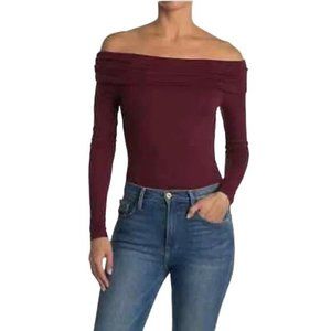 AFRM x Nordstrom NWT NIA Long Sleeve Bodysuit Ribbed Knit Burgundy Sz XS